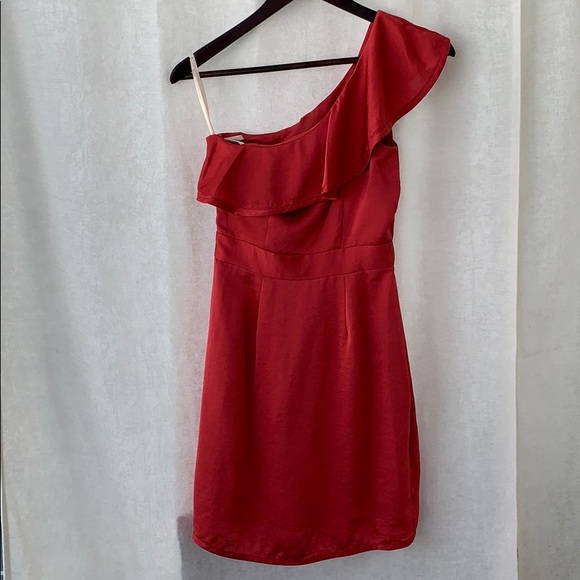 BCBG, BCBGeneration One Shoulder Ruffle Mini Dress - Picture 7 of 16